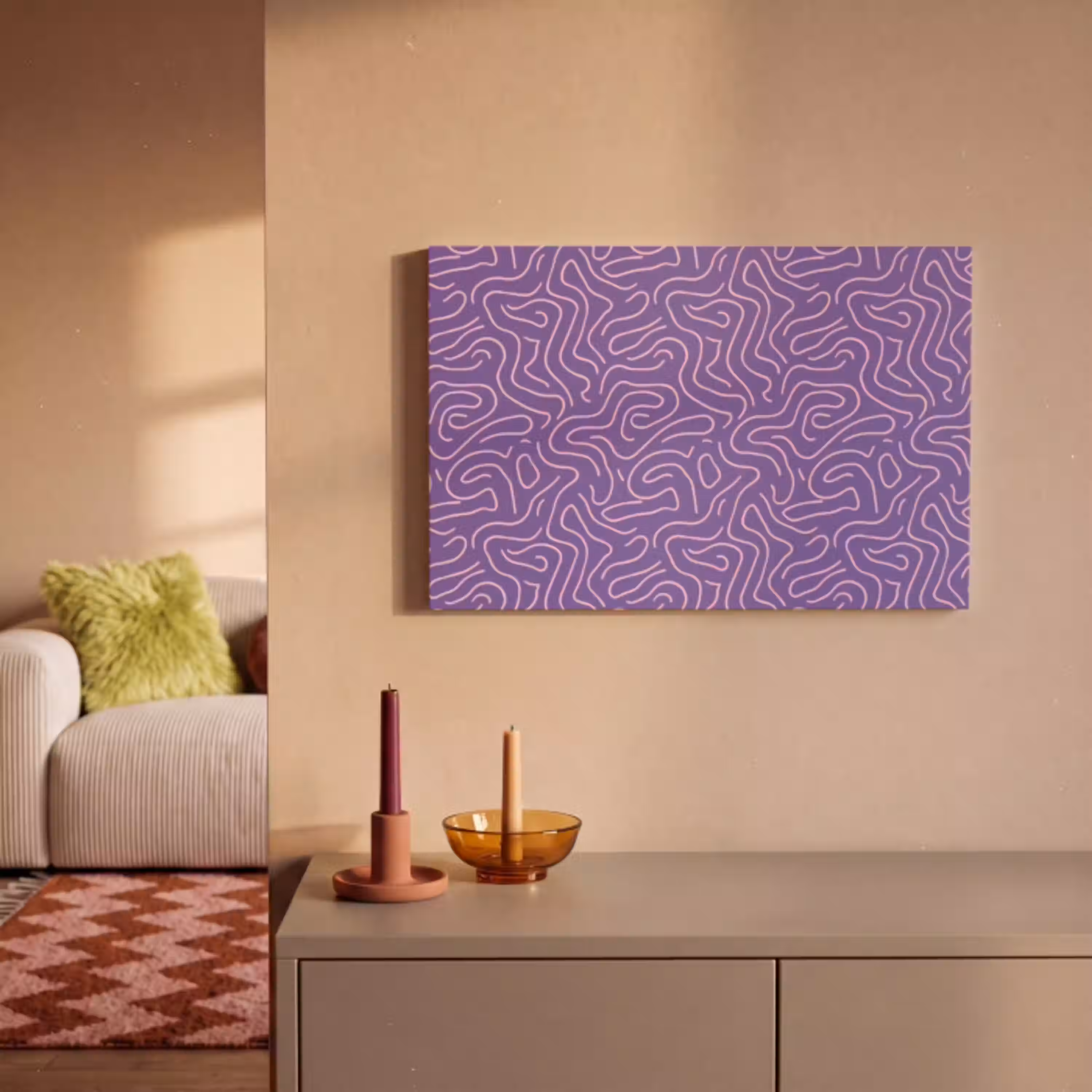 Paars - Roze - Abstract - Lijnen - Doolhof - Patroon canvas 2cm klein 34 -sfeer1