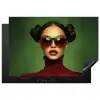 Vrouw - Groen - Bril - Aesthetic - Modern Inductie beschermer vinyl 3mm klein -3d