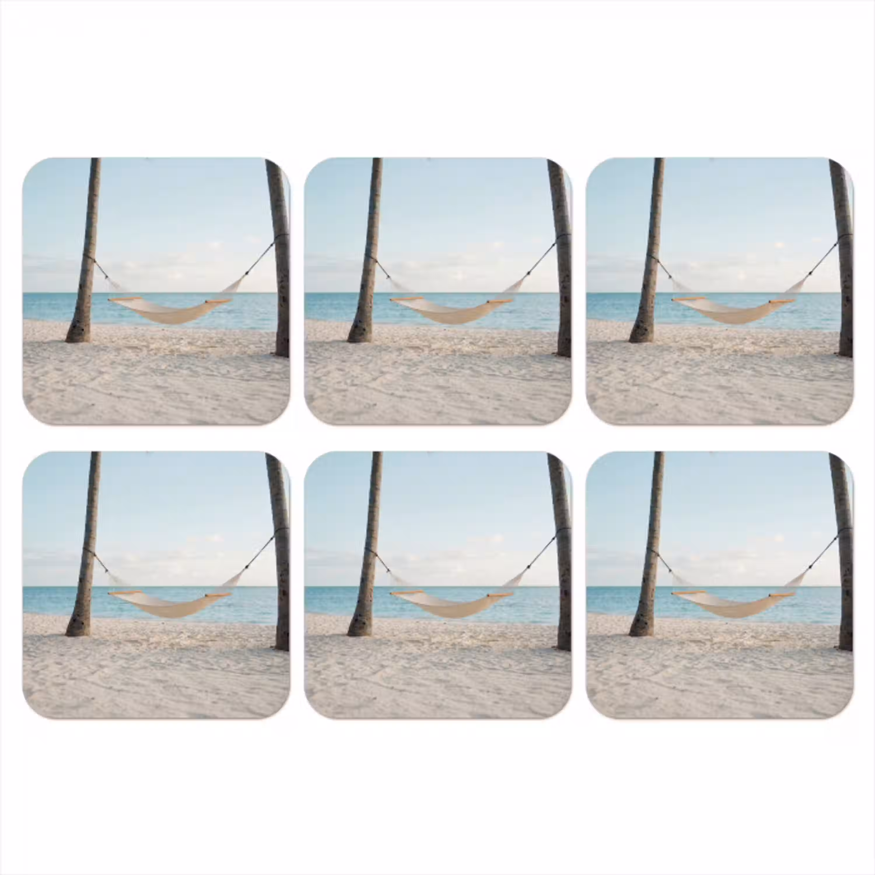 Hangmat - Strand - Wit onderzetter kurk middel -3d