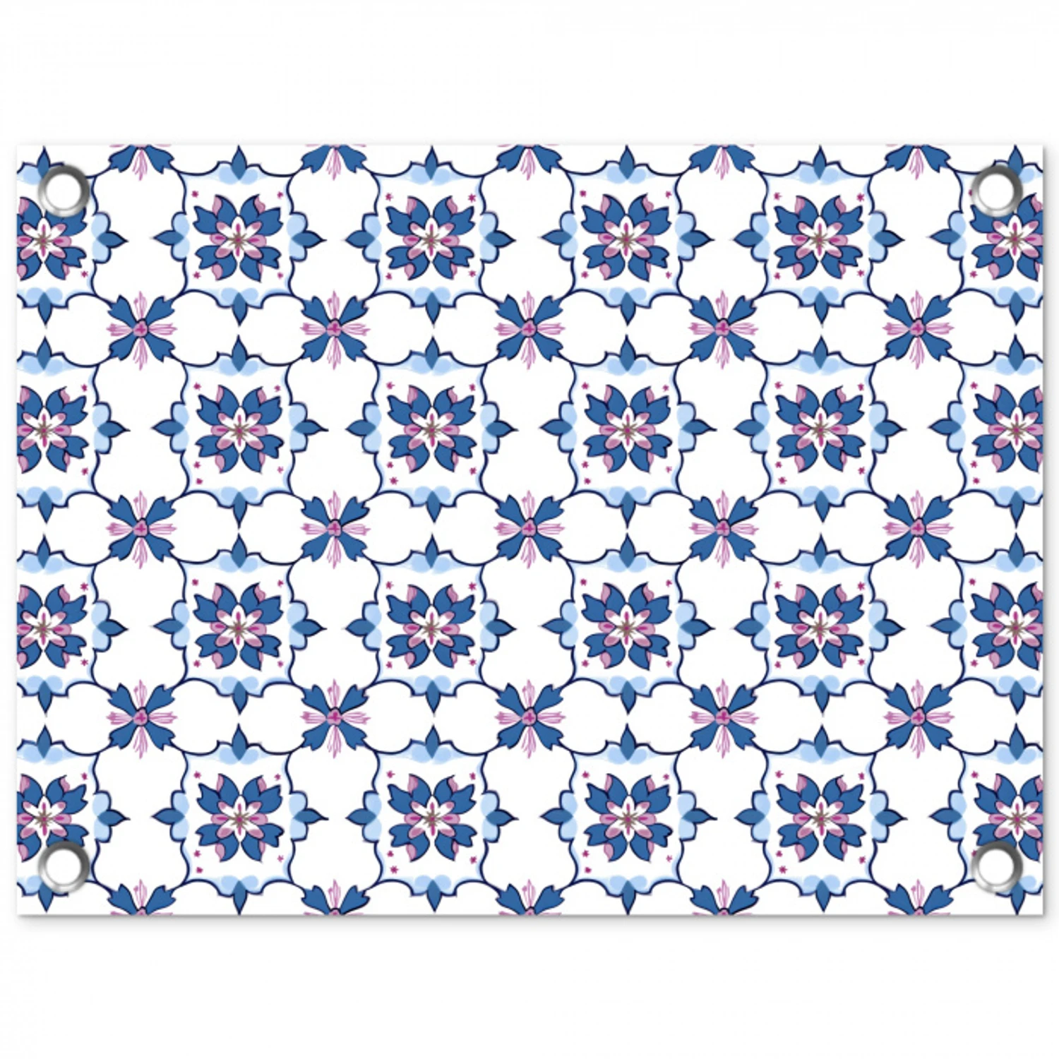 Modern - Patroon - Blauw - Roze tuinposter los doek klein 239 -3d