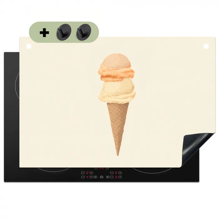 Minimalistisch - Schepijs - Hoorntje - Beige Inductie beschemer met haakjes klein -3d