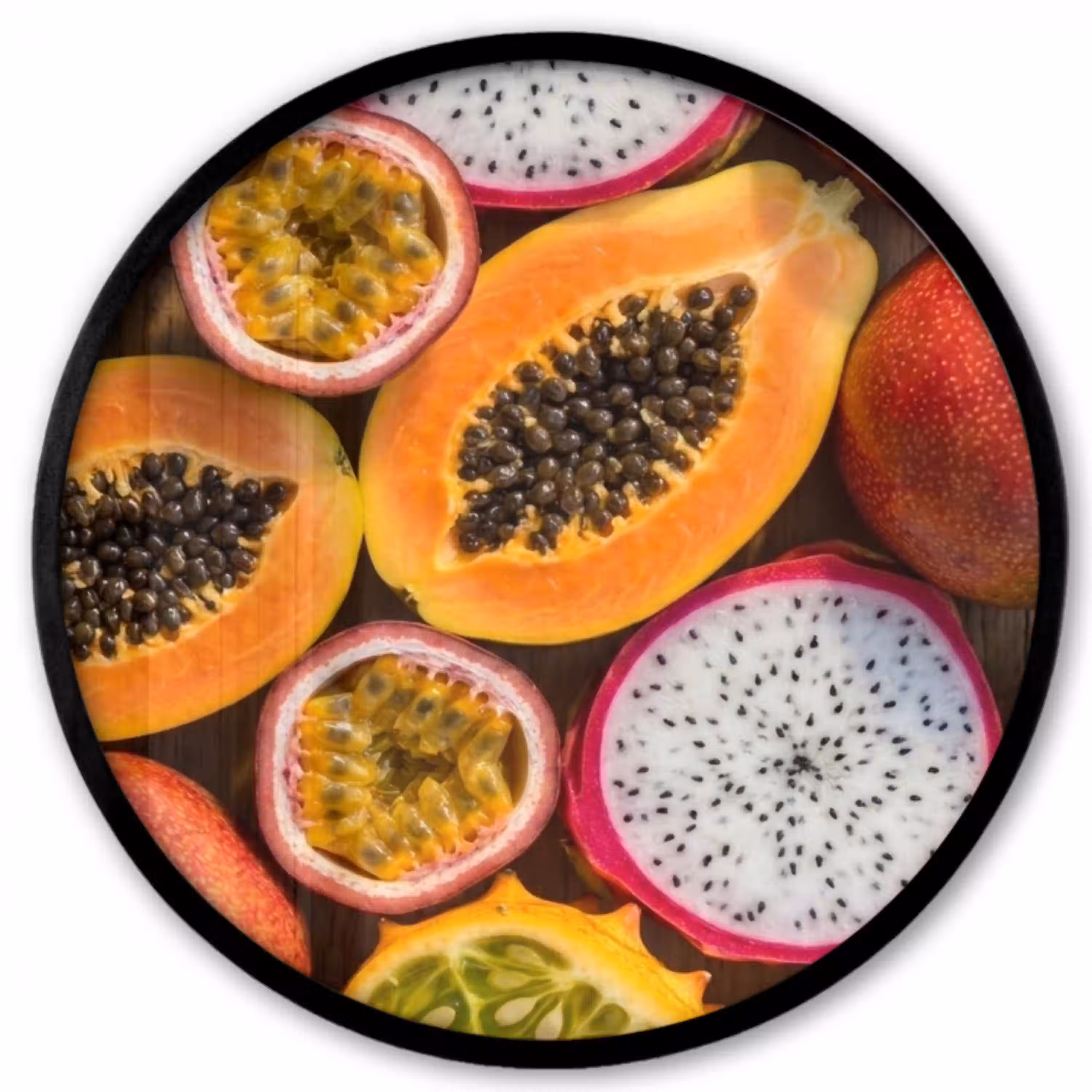 Fruit - Geopend - Tropisch - Eten - Kleurrijk Fotolijst rond zonder passe partout klein -3d