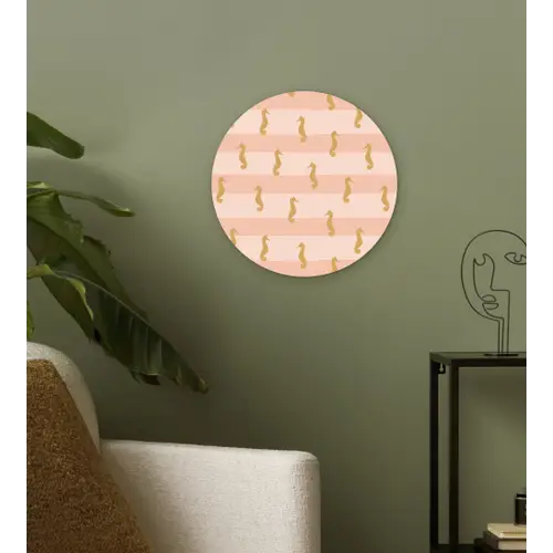 Zee - Dieren - Roze - Zeepaardje Wandcirkel plexiglas klein 852 -sfeer3