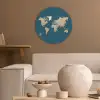 Wereldkaart - Donkerblauw - Beige Akoestische PET Vilt - Rond klein -sfeer1