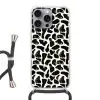 Dierenpatroon - Vlekken - Zwart - Wit Hoesje iPhone 16 Pro Max met koord klein 804 -3d