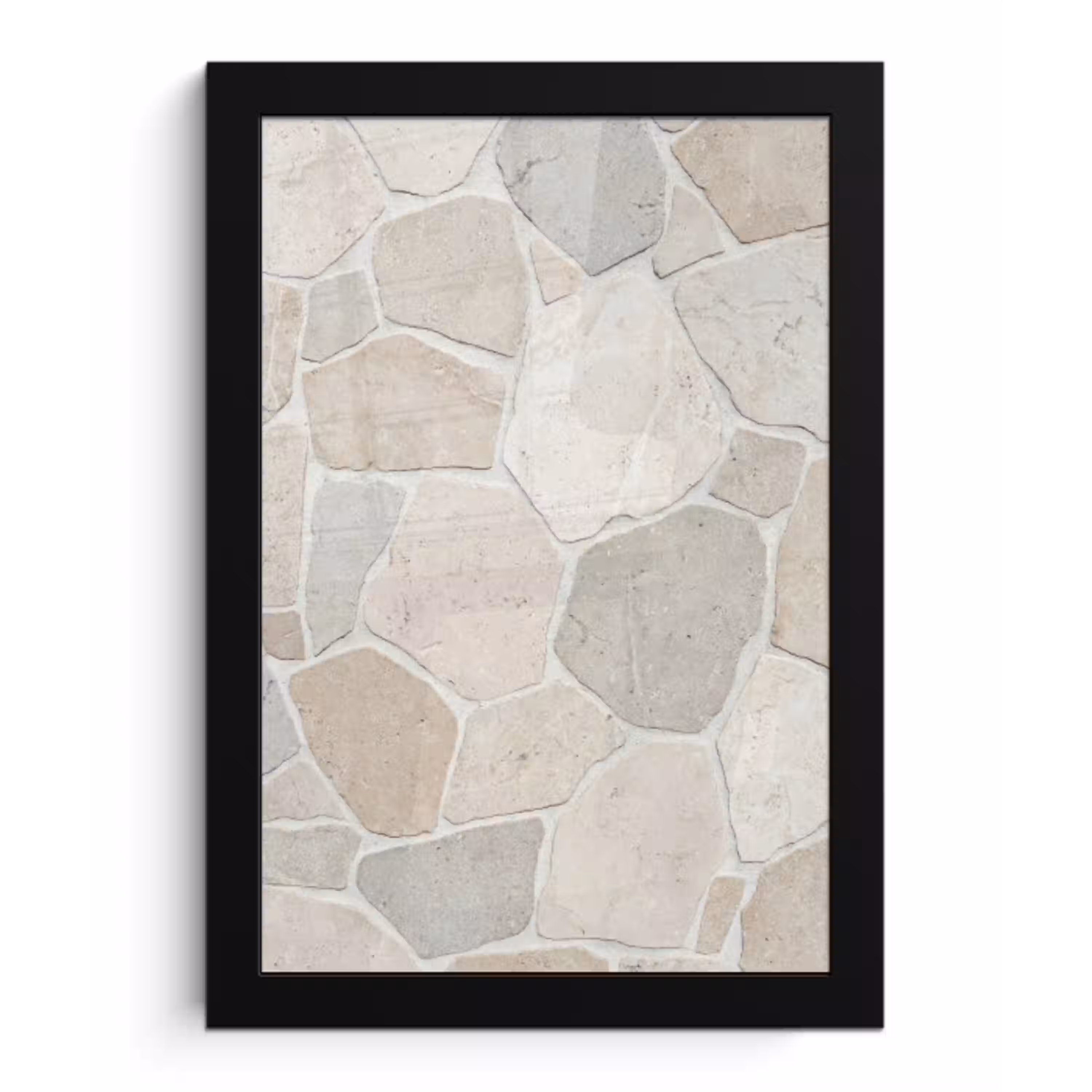 Steen - Patroon - Textuur - Beige fotolijst zwart zonder passe partout klein -3d