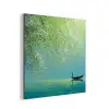 Bootje - Water - Bladeren - Bloesems aluminium wit klein -3d