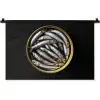 Sardines - Vissen - Rond - Zwart Wandkleed katoen klein -zz3d