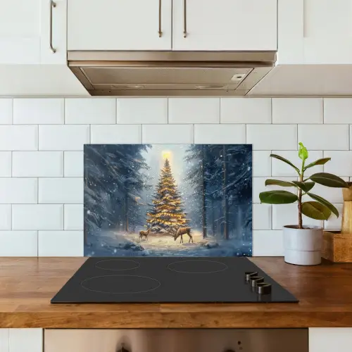Kerstlicht - Woud - Hert - Donker keuken achterwand spatscherm klein -sfeer2
