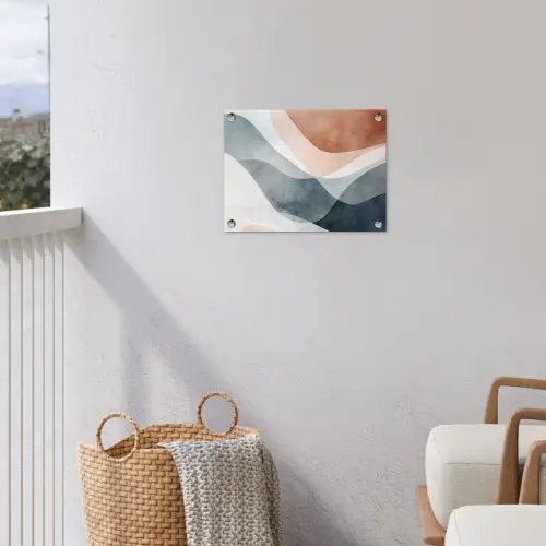 Abstract - Golven - Blauw tuinposter los doek klein -sfeer8