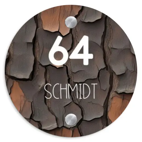 Boomschors - Modern Naambord Rond klein -3d