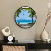 Doorkijk - Boom - Zee - Palmboom - Heuvels - Strand - Blauw Fotolijst rond zonder passe partout klein -sfeer1