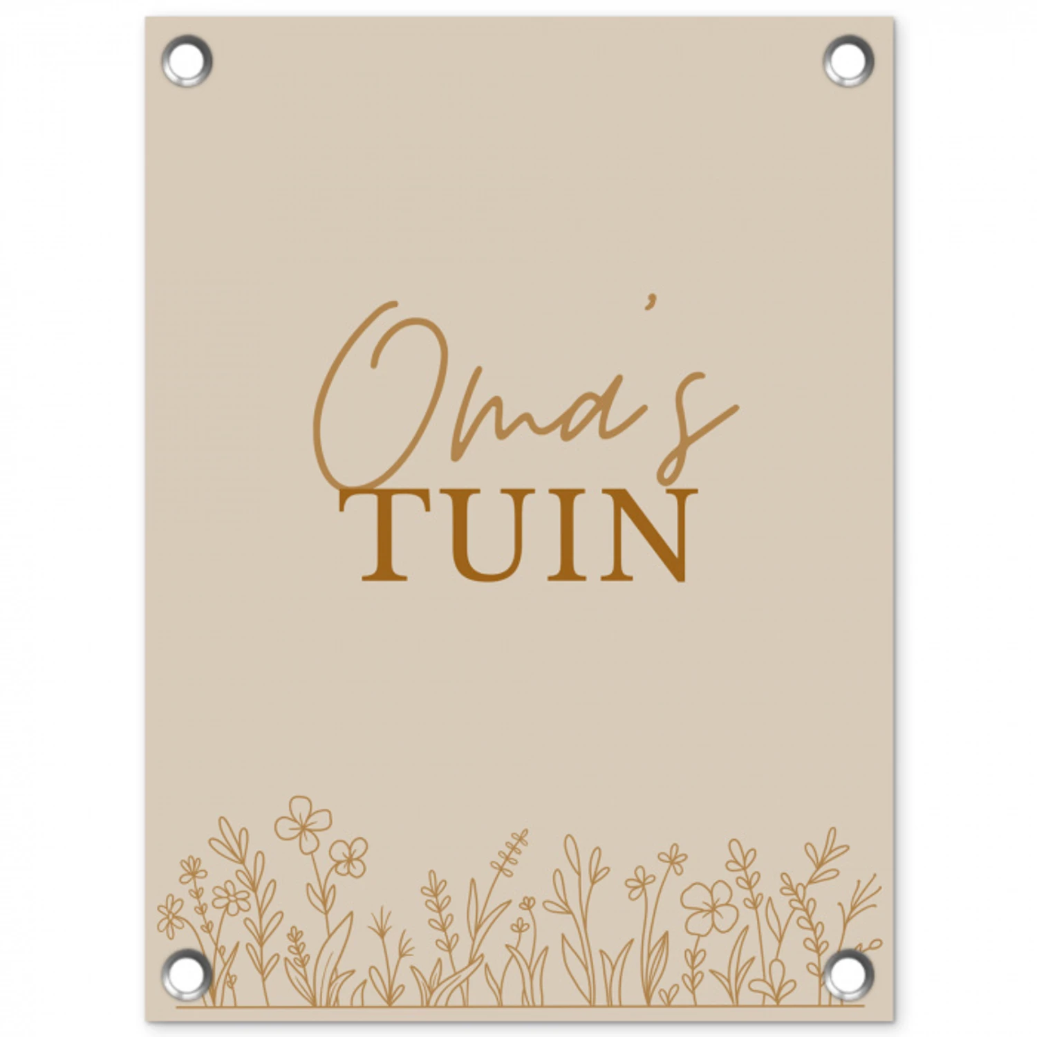 Oma's Tuin met bloemen tuinposter los doek klein -3d