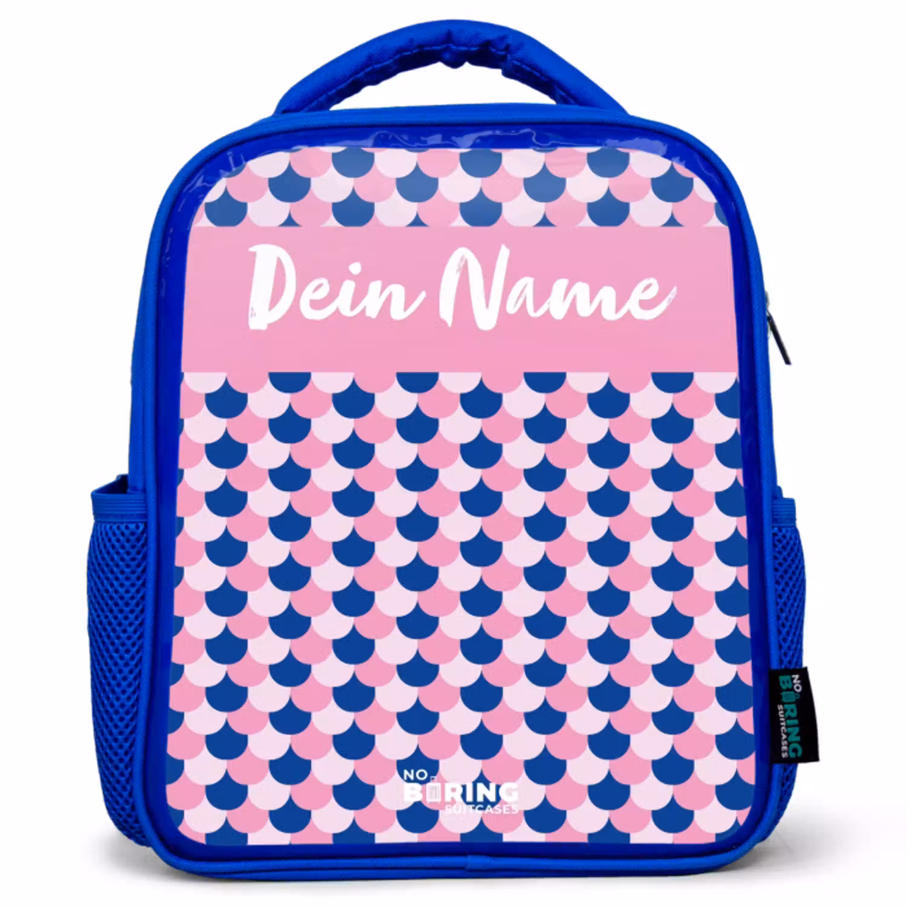 Schubben - Patroon - Blauw - Roze Kinderrugzak - Blauw middel -3d