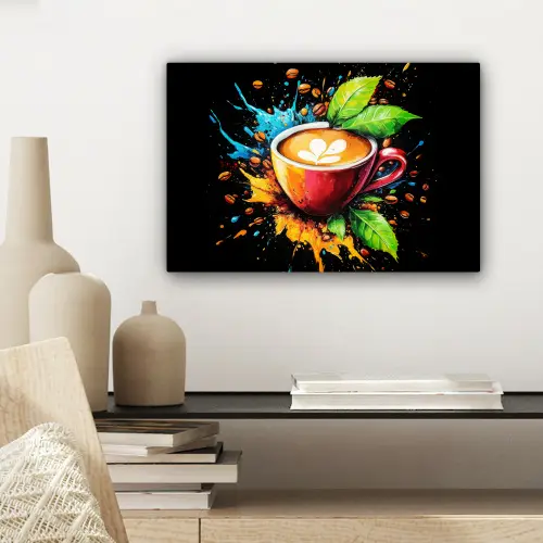 Koffie - Graffiti - Drinken - Abstract canvas 2cm klein -sfeer6