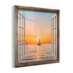 Doorkijk - Zee - Boot - Zonsondergang plexiglas 5mm klein -z3d