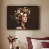 Portret - Vrouw - Bloemen Textielframe zwart klein -sfeer1