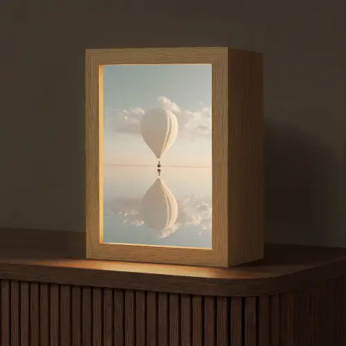 Luchtballon - Wolken - Water - Blauw Light Box met kabel (Tafellamp) klein -z3d_website
