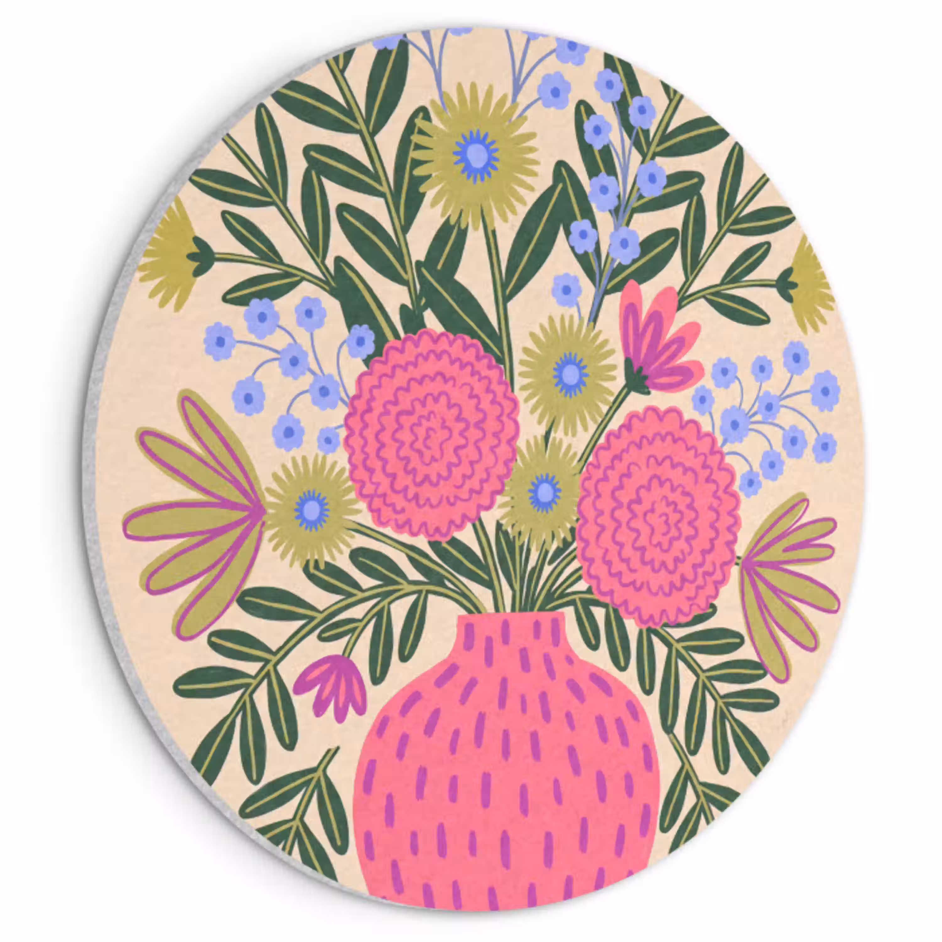 Bloemen - Boeket - Natuur - Abstract - Roze Akoestische PET Vilt - Rond klein -3d