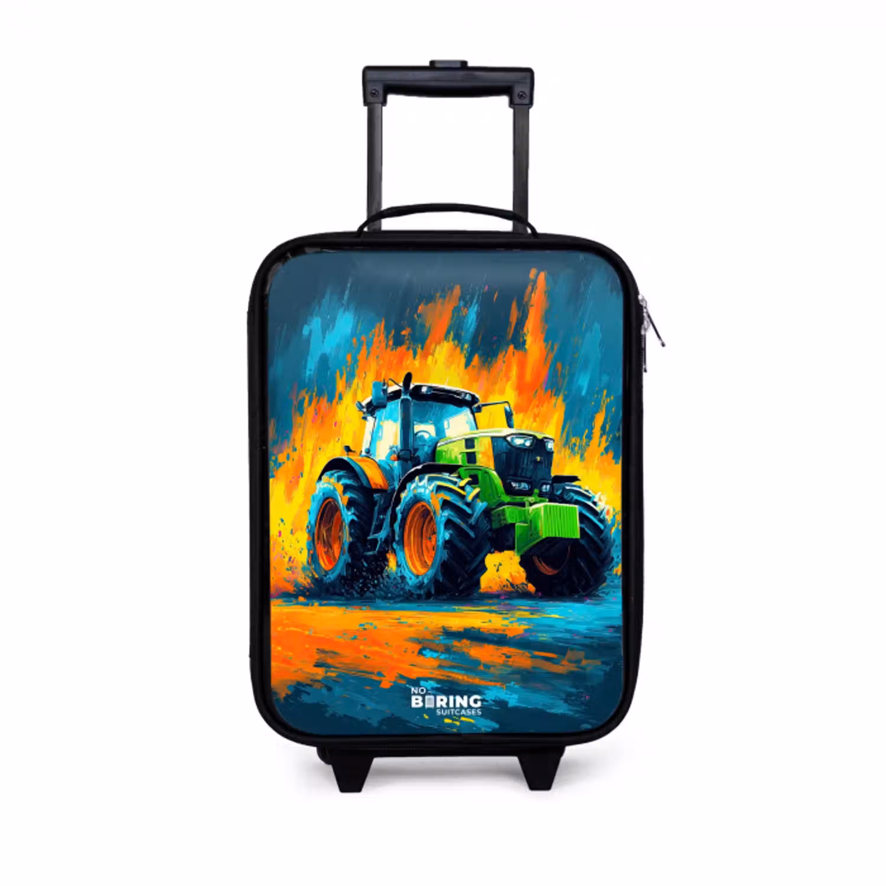 Tractor - Groen - Abstract - Penseelstreken Kinderkoffer - Zwart klein -3d
