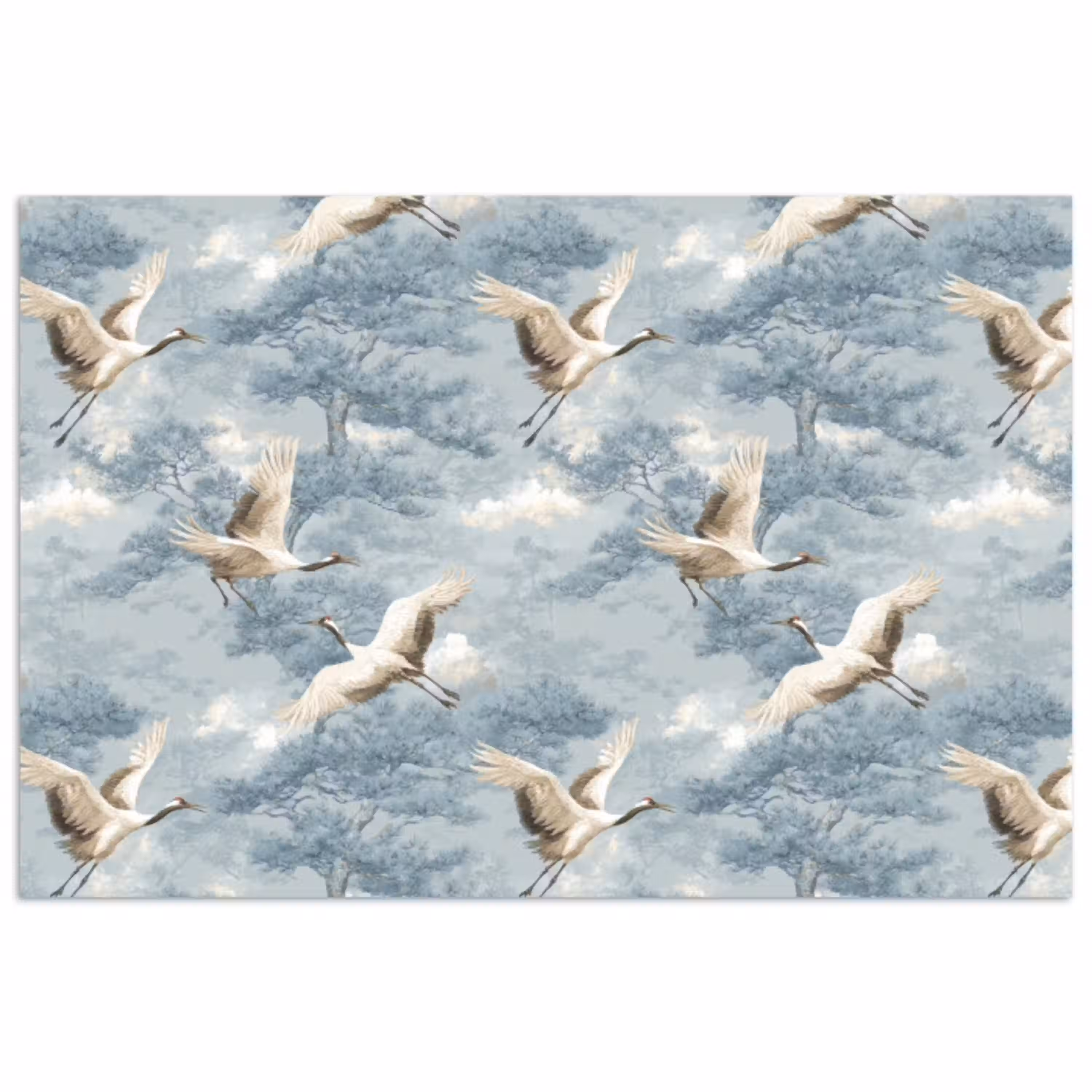 Wolken - Kraanvogels - Blauw poster papier klein 62 -3d