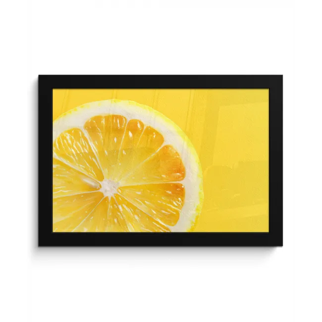 Citroen - Geel - Zonnig fotolijst zwart zonder passe partout klein -3d