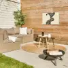 Beige - Lijnen - Golvend -  Abstract Tuinposter op houten frame 2 cm dik klein -sfeer2
