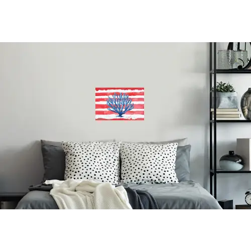 Koraal - Verfstructuur - Rood - Blauw Muursticker klein -slaapkamer