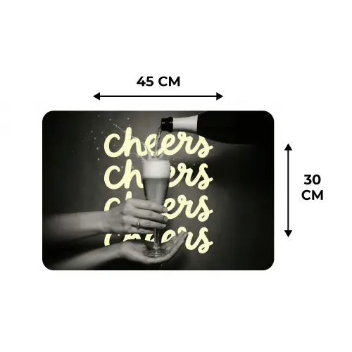 Cheers - Wijn - Zwart - Wit Placemat vinyl groot -specs