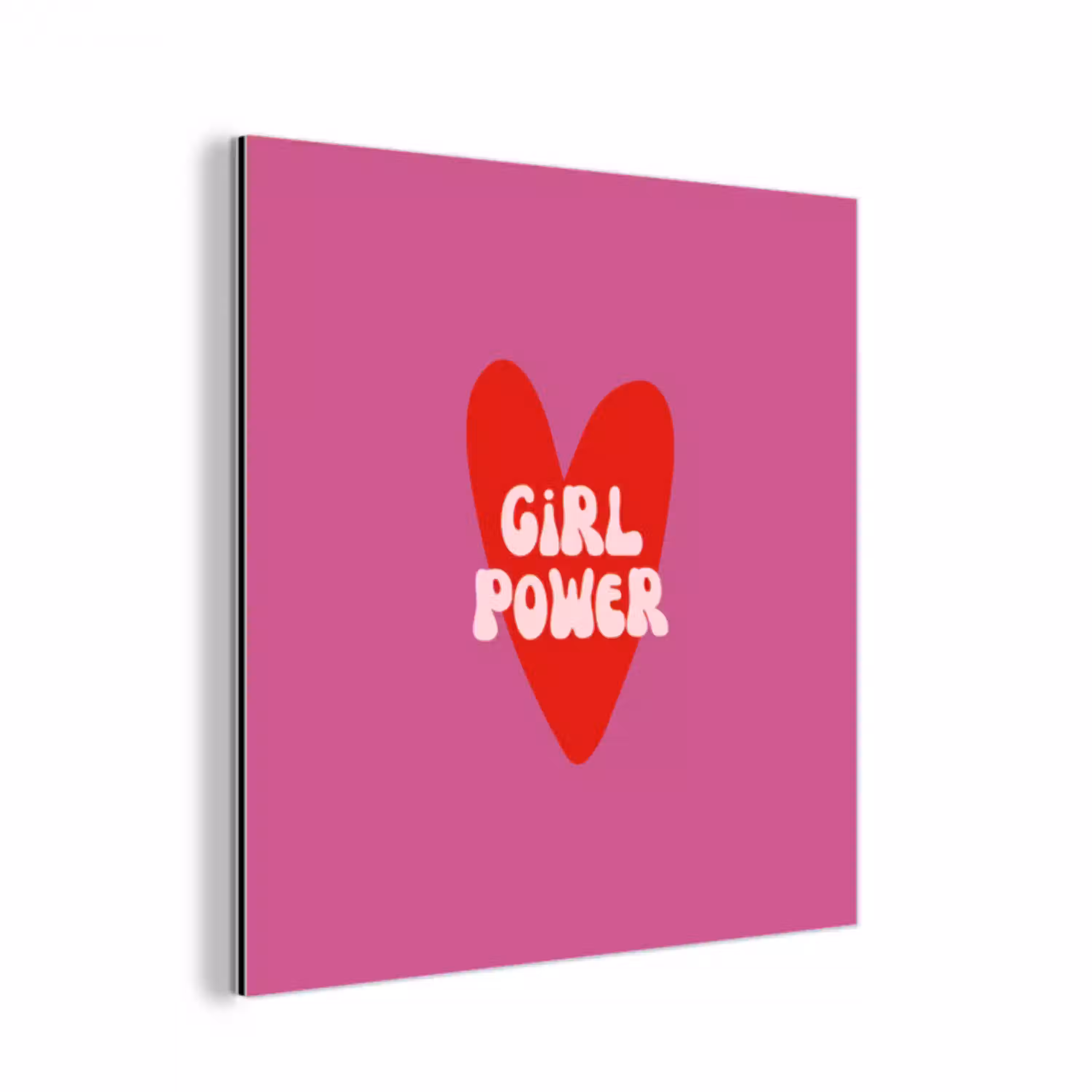 Girl power - Hart - Roze - Rood aluminium wit klein -3d
