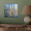 Skyline - Wolkenkrabbers - Water - Blauw aluminium wit klein -sfeer2