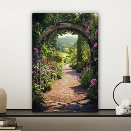Doorkijk - Bloemen - Natuur - Rozenboog canvas 2cm klein -sfeer6