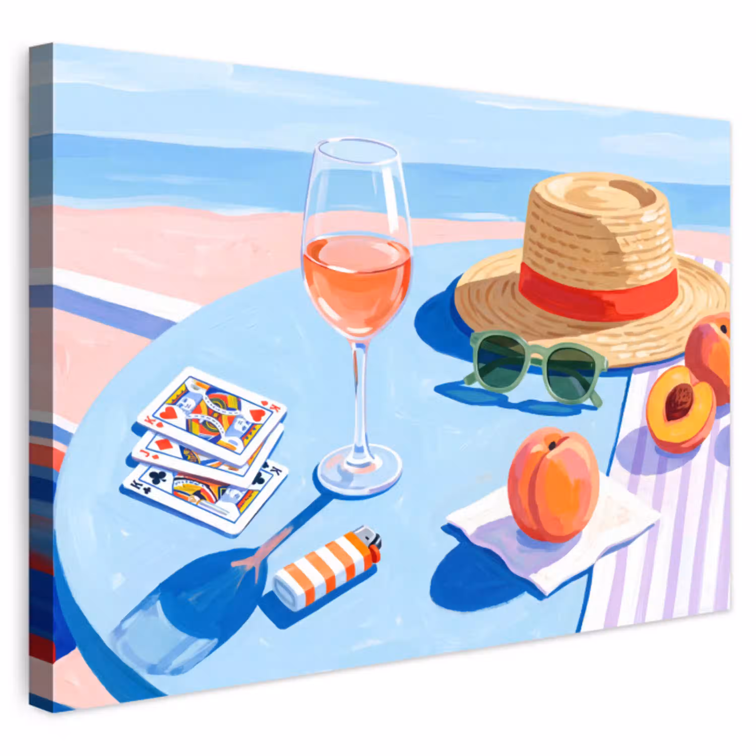 Strand - Picknick - Zomer Tuinposter op houten frame 2 cm dik klein -3d
