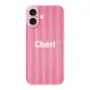 Gestreept - Roze - Chéri Apple iPhone 16 klein -3d