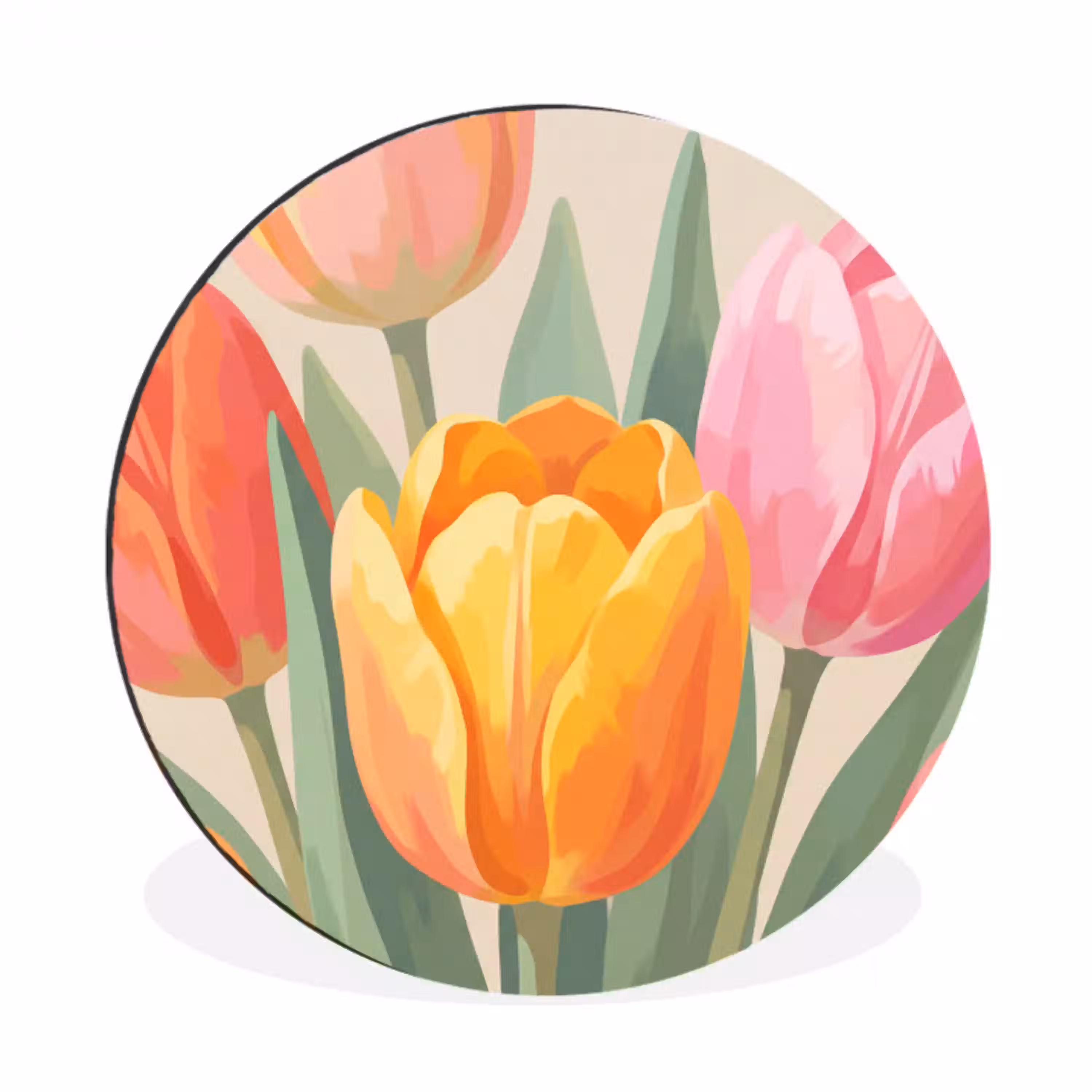 Tulpen - Abstract - Kleurrijk Wandcirkel aluminium klein -3d