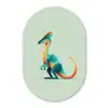 Staart - Dino - Minimalistisch - Blauw Wandcirkel Ovaal Forex klein -3d