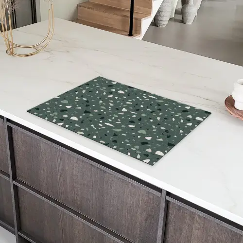Terrazzo -  Patroon - Kleurrijk - Groen Inductie beschermer vinyl 3mm klein 276 -sfeer8