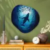 Walvis - Vissen - Donkerblauw Wandcirkel Organisch Aluminium middel -sfeer2