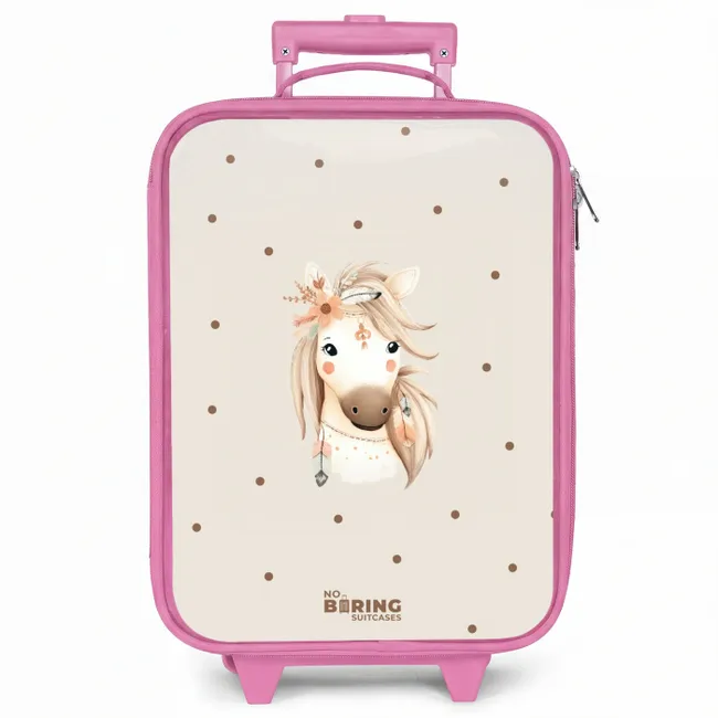 Kinderkoffer roze - Bohemian paard in pastel kleuren