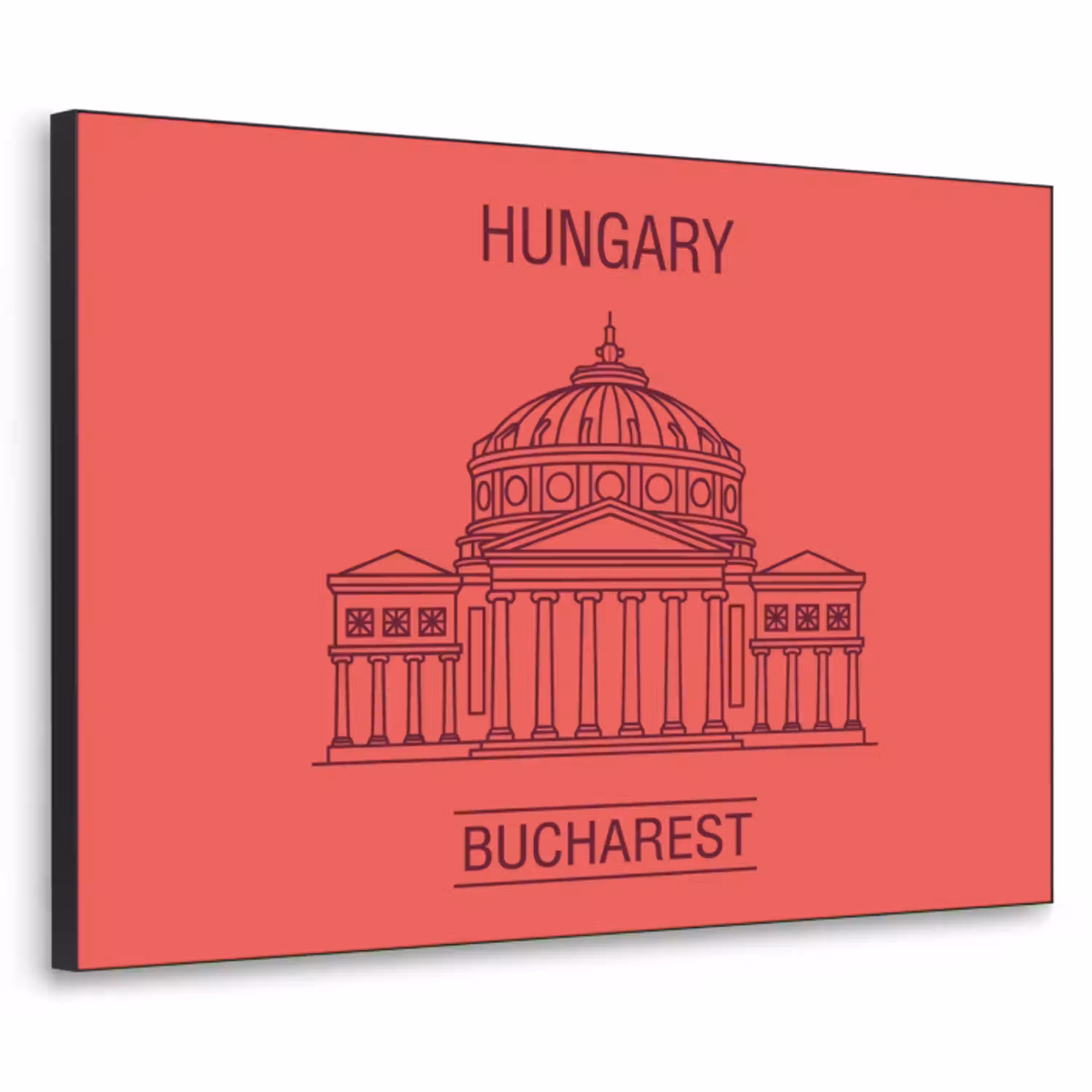 Architectuur - Boekarest - Stedelijk - Lijntekening - Rood Textielframe zwart klein -3d