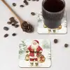 Kerstman- Winter - Sneeuw - Wit - Rood onderzetter kurk middel -sfeer2