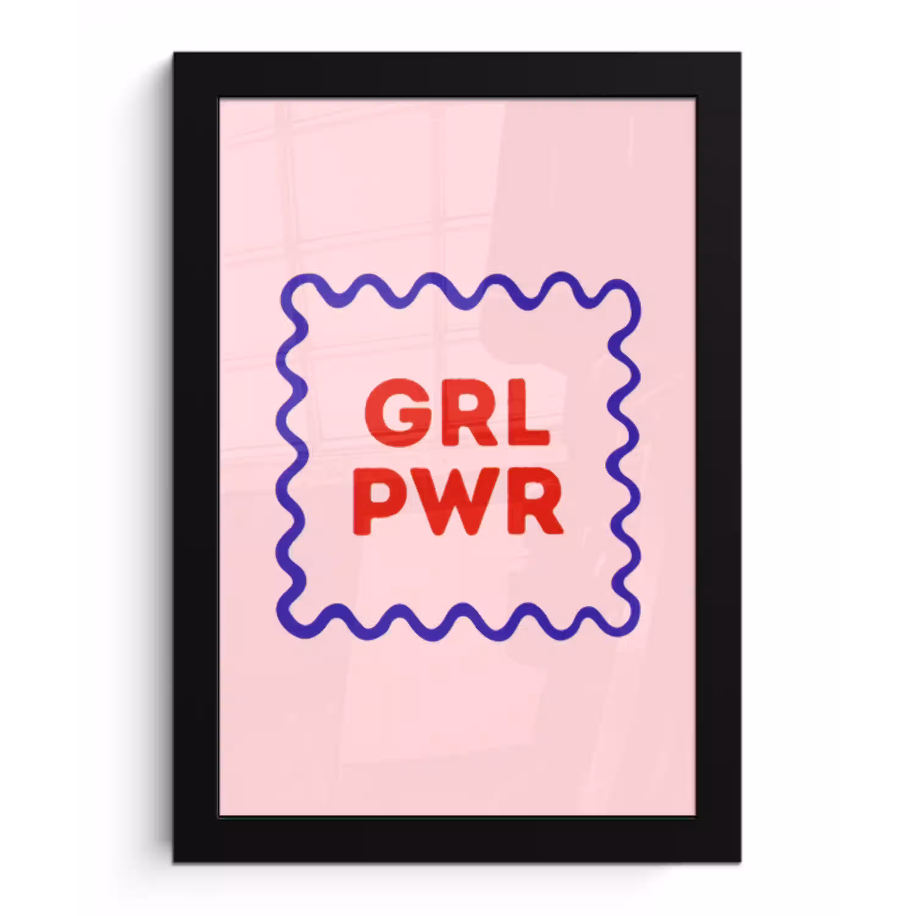 Grl pwr - Roze - Kader fotolijst zwart zonder passe partout klein -3d