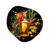 Olijfolie - Graffiti - Peper - Olijven - Modern Wandcirkel Organisch Forex 3mm klein -3d