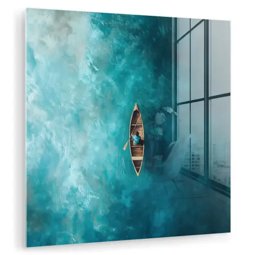 Bootje - Water - Blauw plexiglas 5mm klein -zzzproduct_nieuw