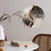 Abstract - Kubus - Goud - Patronen - Zwart - Wit Wandcirkel behangsticker klein -sfeer3