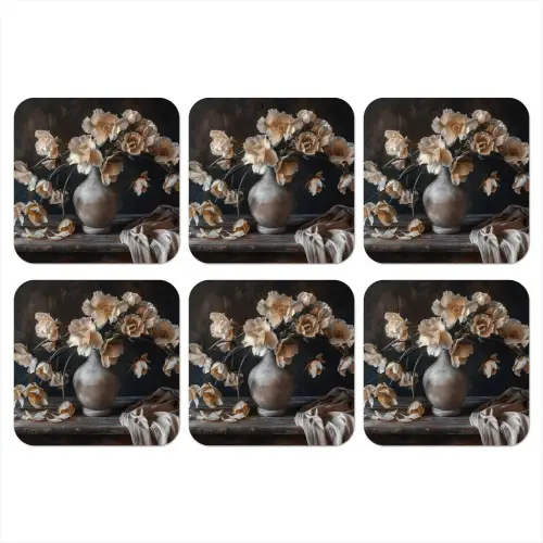 Bloemen - Vaas - Kunst - Stilleven onderzetter kurk middel -3d