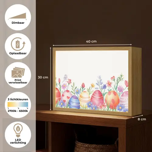 Bloementuin - Kleurrijk - Eieren Light Box met batterij (Wandlamp) middel -USP_websiteoverzichtNL