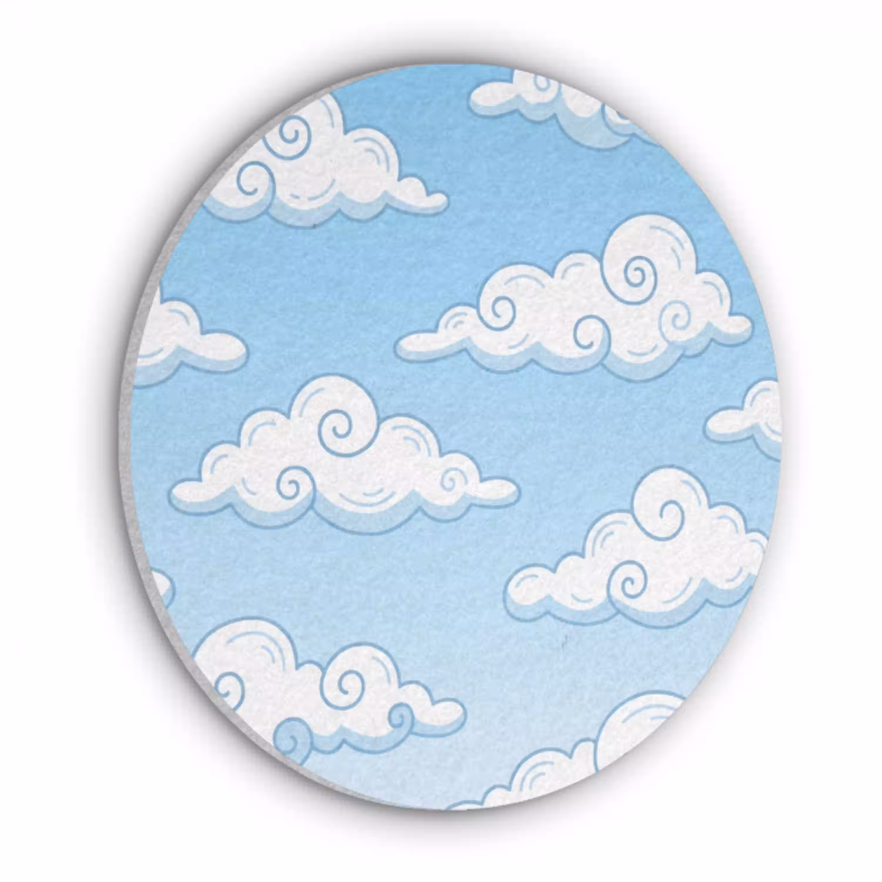 Wolk - Lucht - Cartoon - Blauw - Wit Akoestische PET Vilt - Rond klein -3d