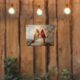 Vogels - Rood - Tak - Herfstbladeren tuinposter los doek klein -sfeer1