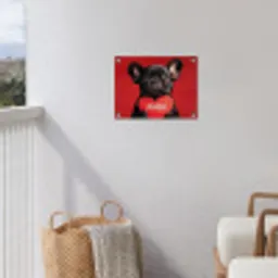 Amor - Hond  - Hartje - Rood tuinposter los doek klein -sfeer8